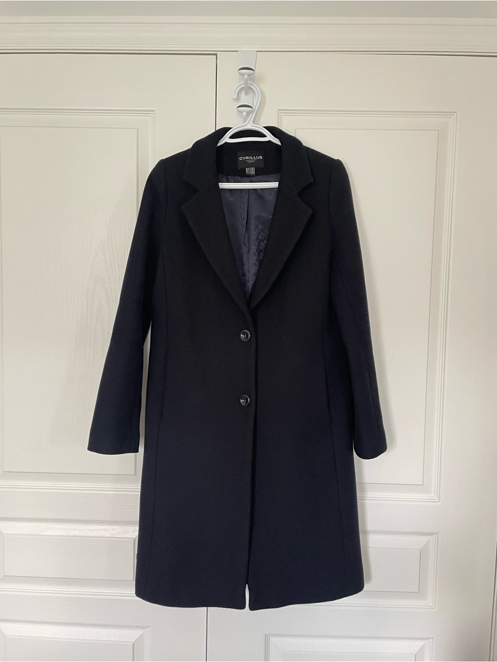 CyrillusParis 70% Wool Women's navy Single-Breasted Trench Coat